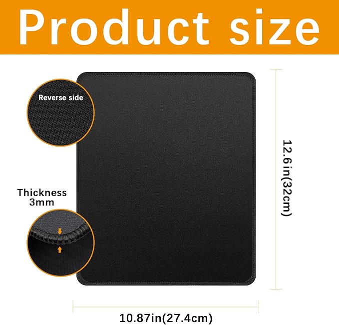 4 Pcs/12.6x10.8in/Black mouse pad