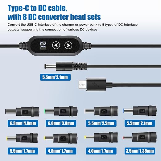 Black-65W usb c to dc cable