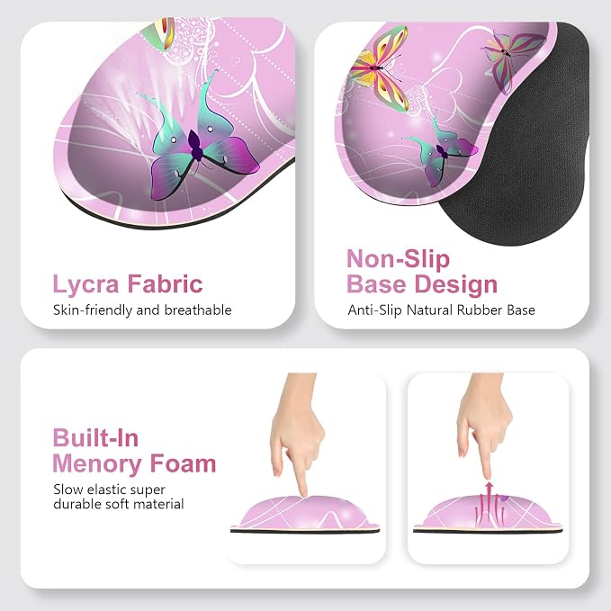 Pink Butterfly Desk Mat