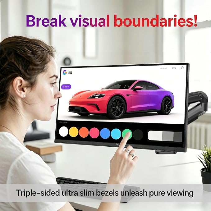 Touch screen with ergonomic bracket arm