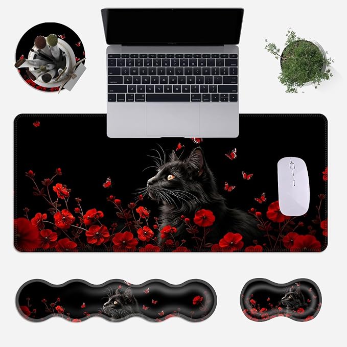 Black Cat Flowers and Butterflies
