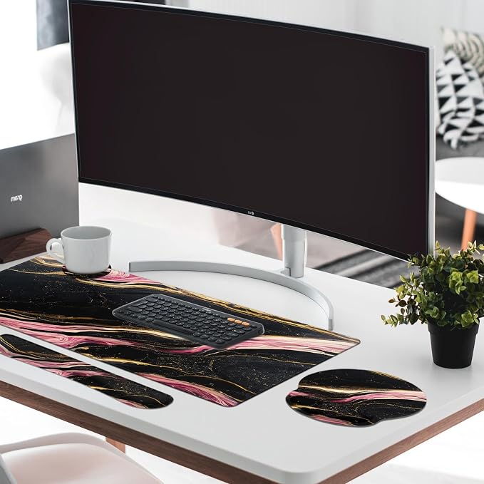 Pink Black Gold Marble
