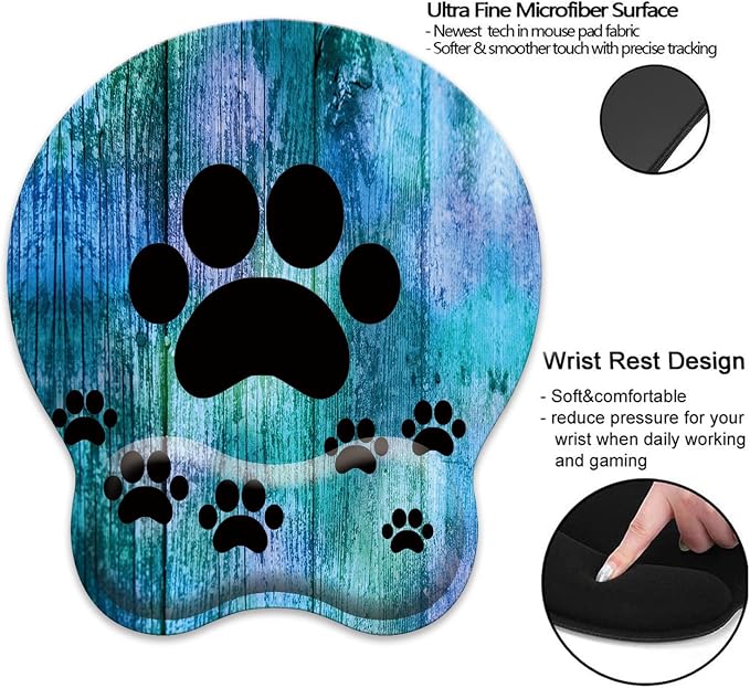 Antique Blue Wood Grain Dog Paw
