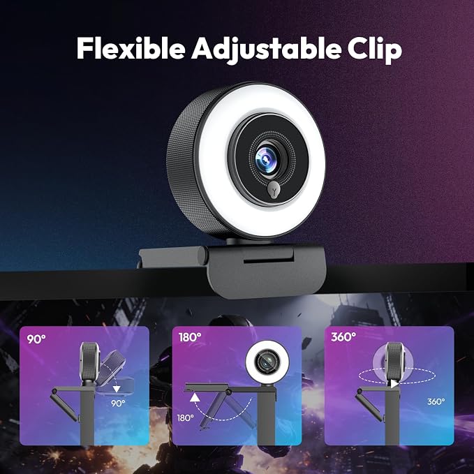 PDAF 4K Webcam with Ring Light