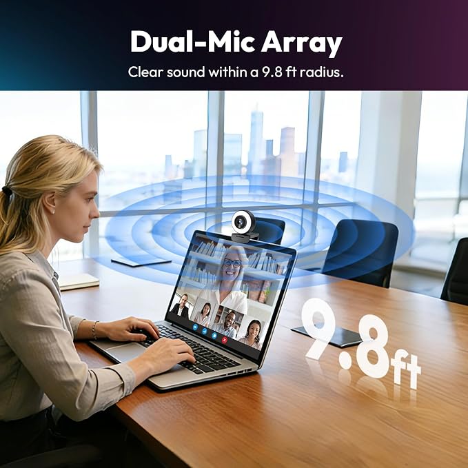 PDAF 4K Webcam with Ring Light