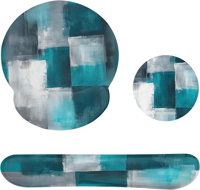 Turquoise and Grey Abstract Art Painting