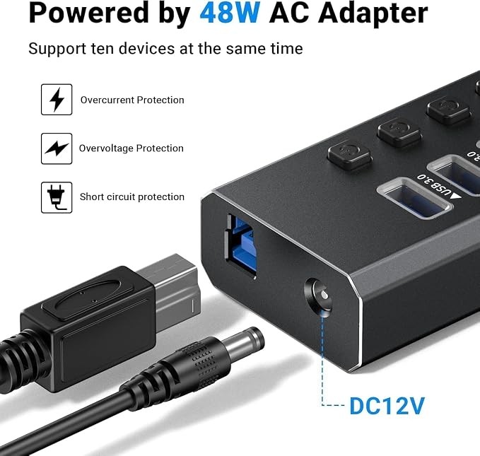 10 Port USB 3.0 Hub