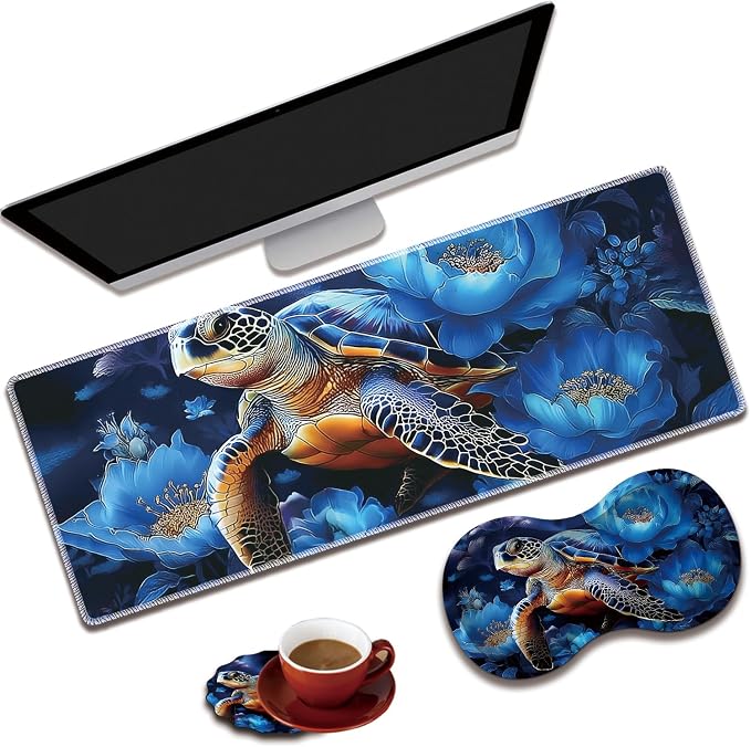 Blue Flowers & Sea Turtle