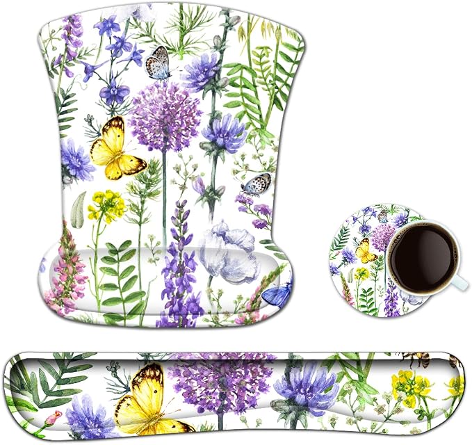 Purple Floral Yellow Butterfly