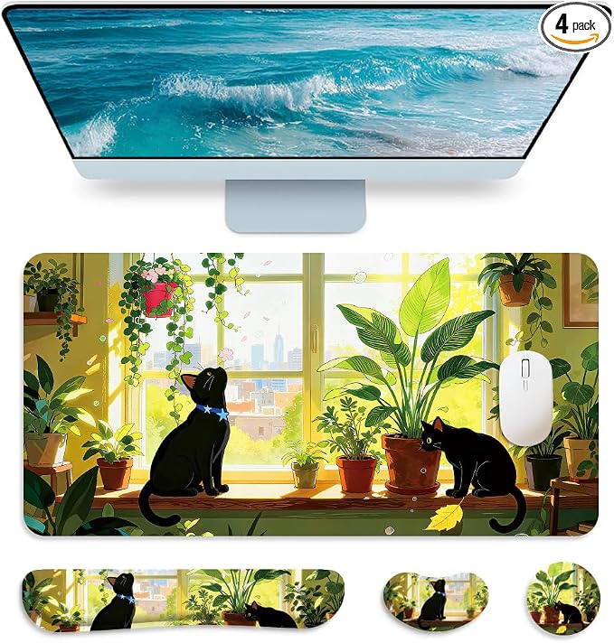 Black Cat Plants Pattern