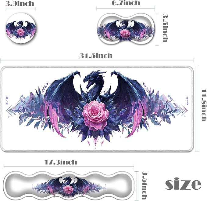 Blue Dragon With Pink Rose-2-31