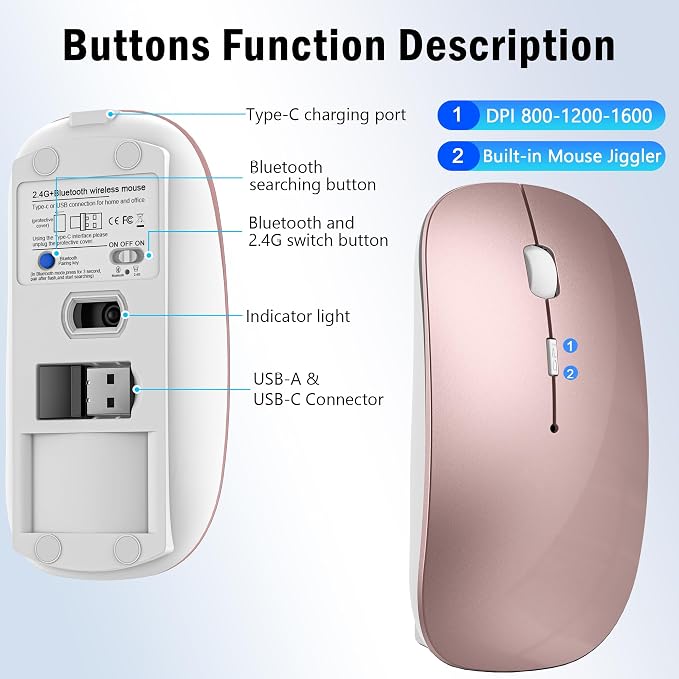 Wireless Bluetooth Mouse (Rose Pink)