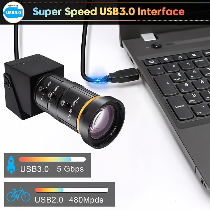 4K 60fps Camera with 5-50mm Lens