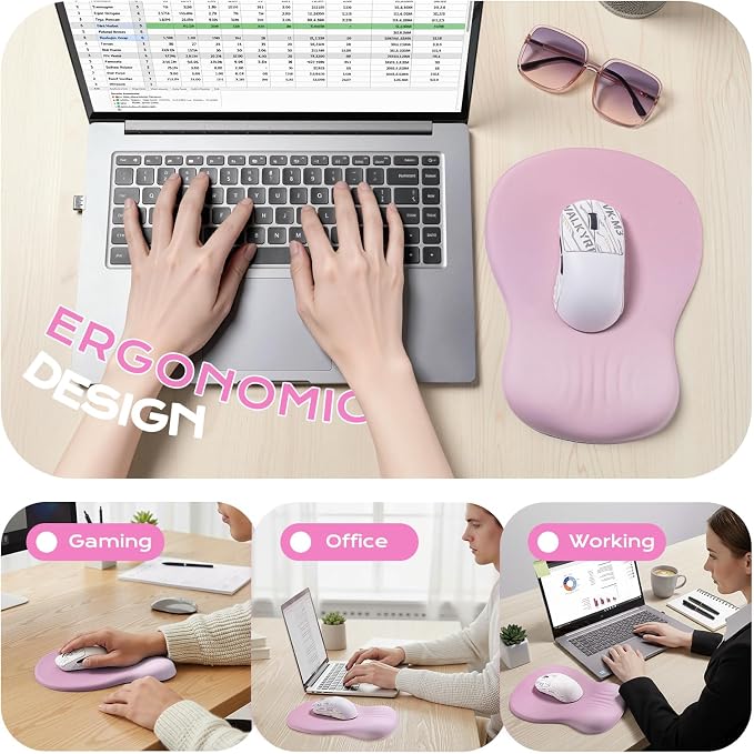 pink mousepad with wrist rest