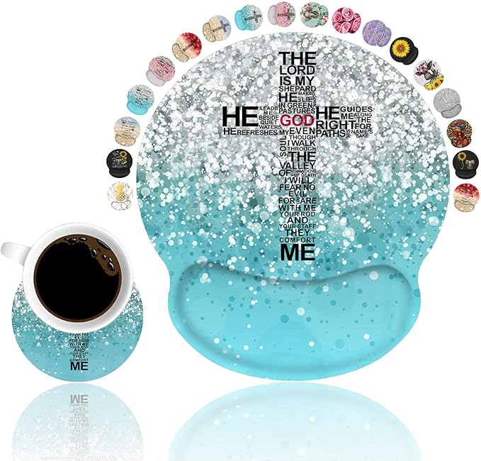 Blue Glitter God Jesus Christian Cross