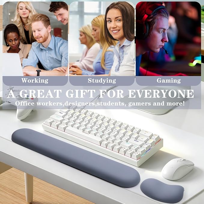 Set of 2 (Keyboard Rest + Mouse Rest) Blue
