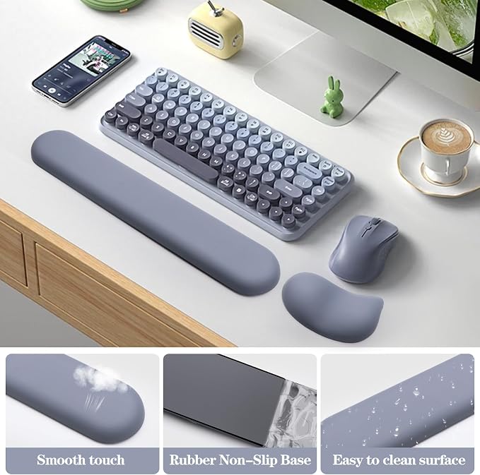 Set of 2 (Keyboard Rest + Mouse Rest) Blue