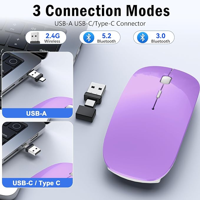 Wireless Bluetooth Mouse (Purple)