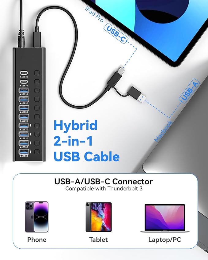 10 Port USB 3.2 Hub