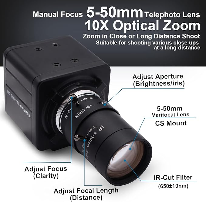 5mm-50mm Optical Zoom Lens