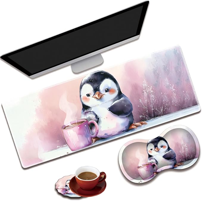 Watercolor Penguin Coffee