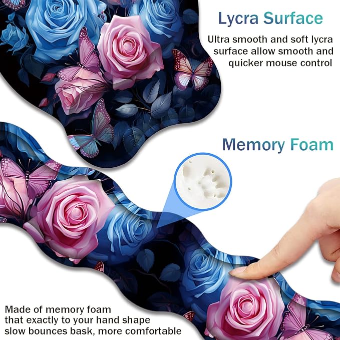 Blue Pink Roses Butterflys