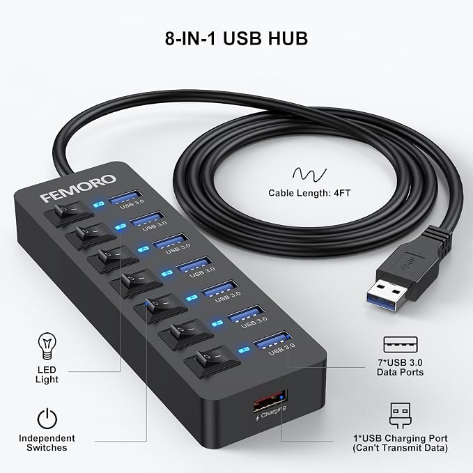 7 USB 3.0 +1 Charging