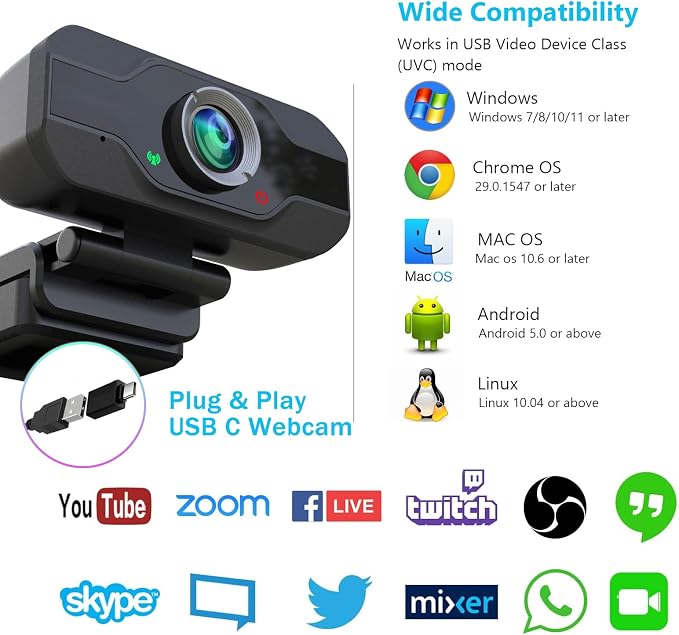 1080p usb c webcam