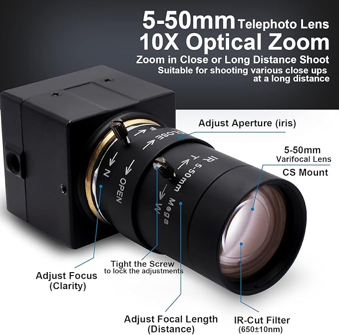 8MP 5-50mm Varifocal Lens