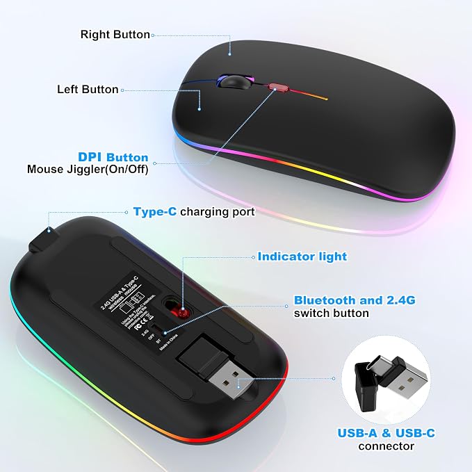 LED Wireless Mouse (Matte Black)