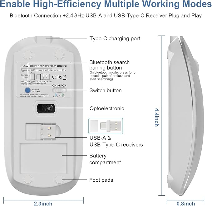 3.Bluetooth Wireless Mouse (Silver)