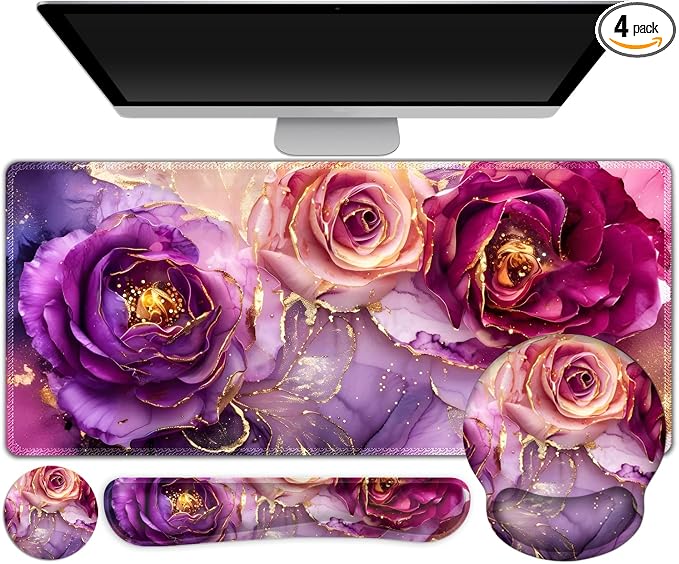 Marble Rose Purple Flowers