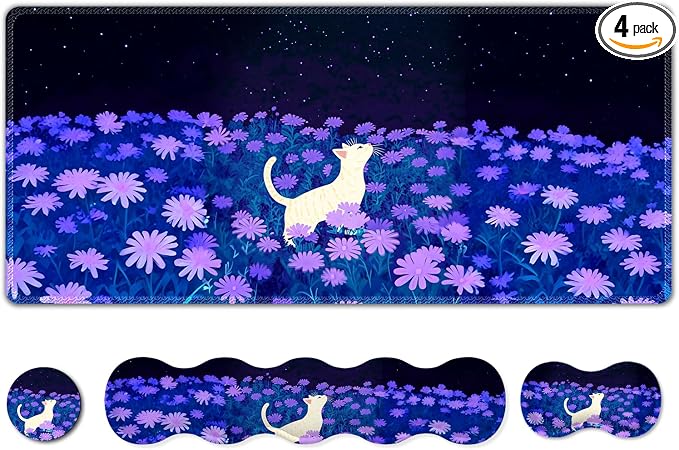 Cat Purple Flowers