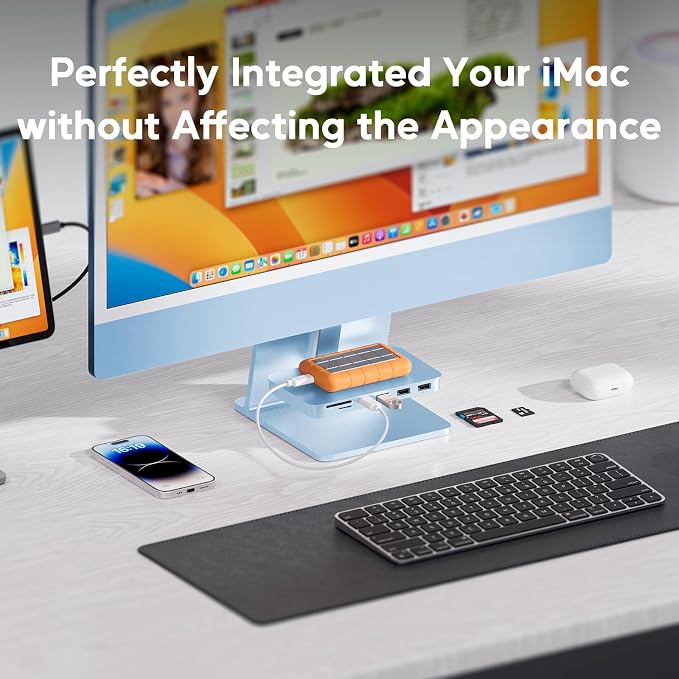 6-in-1 Blue USB C Hub for iMac