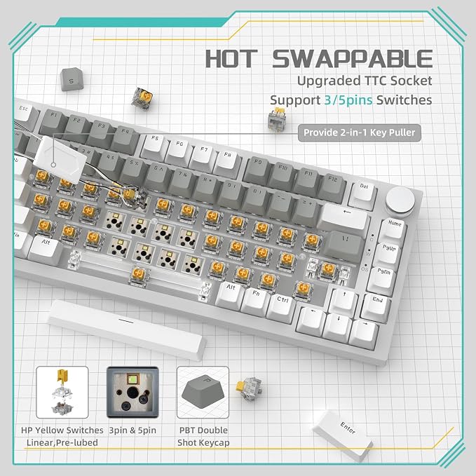 white grey/HP red switches