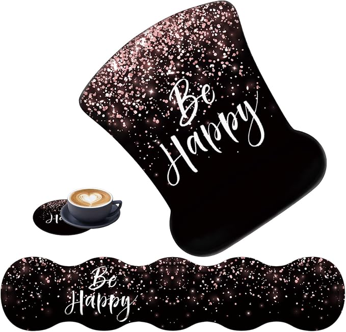 Rose Gold Glitter Black Be Happy