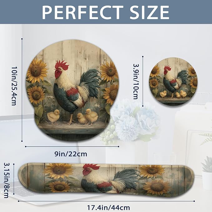 Rooster Sunflower Vintage Wooden Board