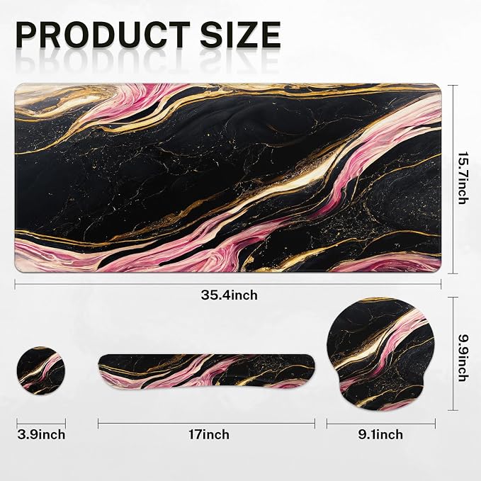Pink Black Gold Marble
