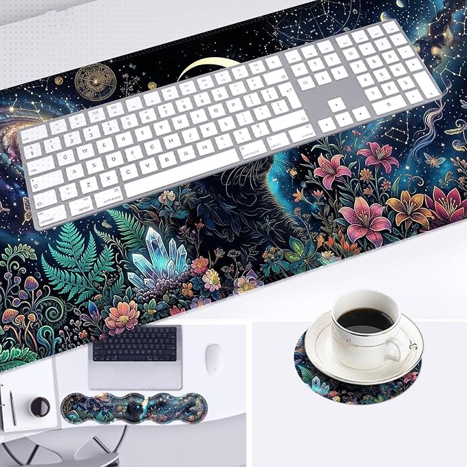 Black Cat Floral Moon
