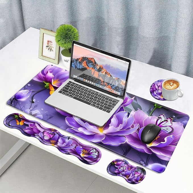 Purple Flowers and Butterfly
