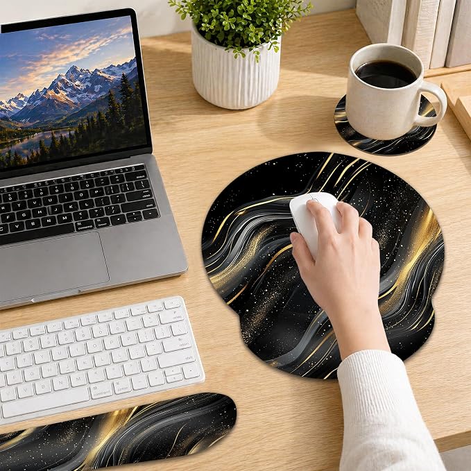 Black Gold Flowing Marble