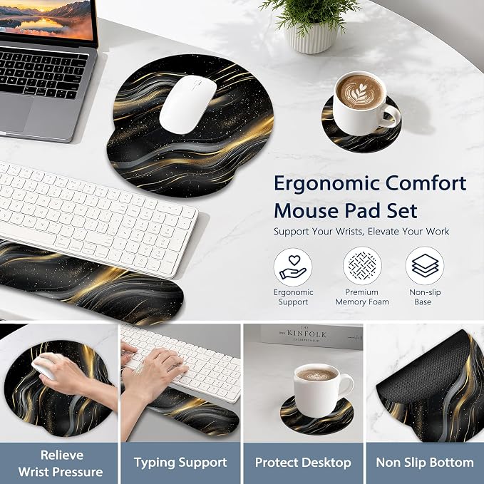 Black Gold Flowing Marble