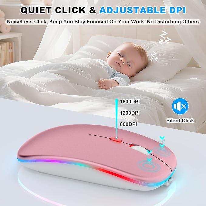 LED Wireless Mouse (Rose Gold)