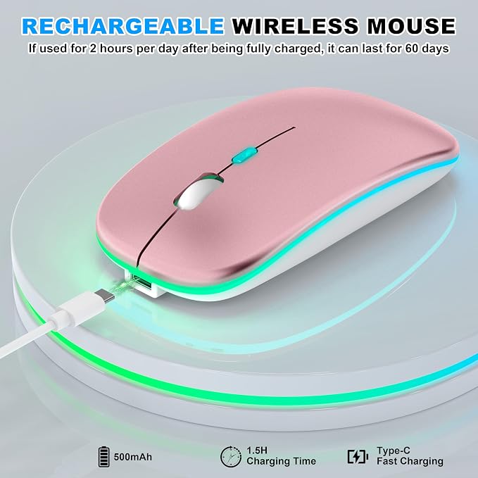 LED Wireless Mouse (Rose Gold)