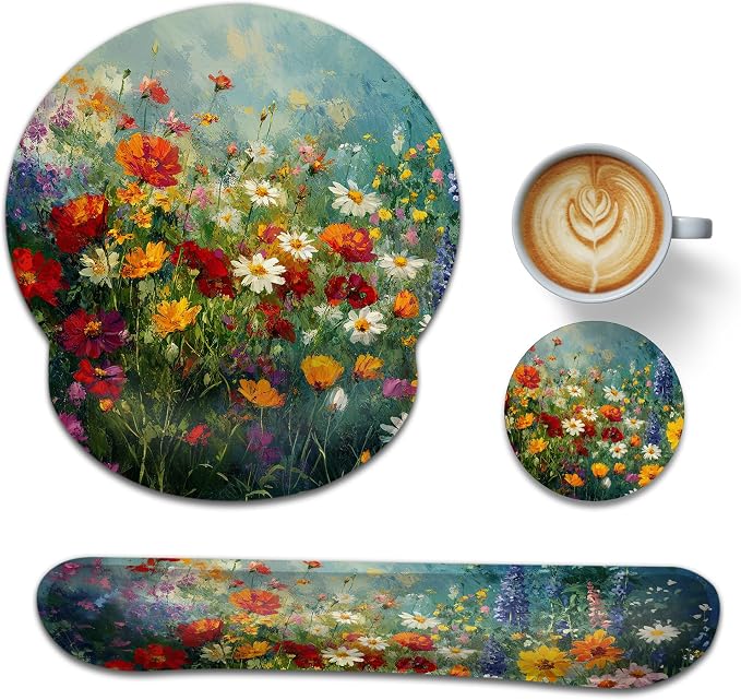 Vintage Oil Painting Flower Field