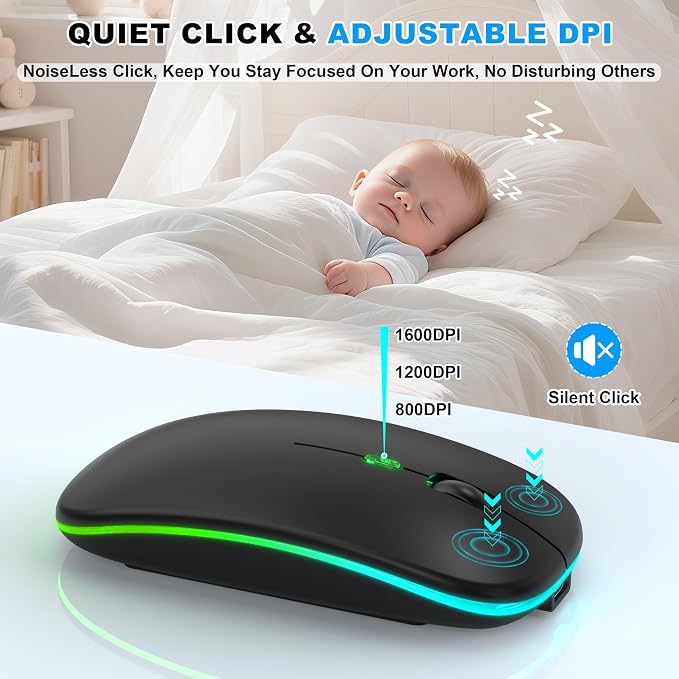 LED Wireless Mouse (Matte Black)