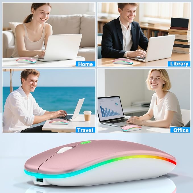 LED Wireless Mouse (Rose Gold)