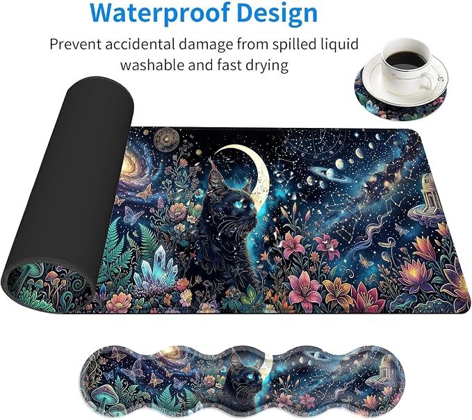 Black Cat Floral Moon