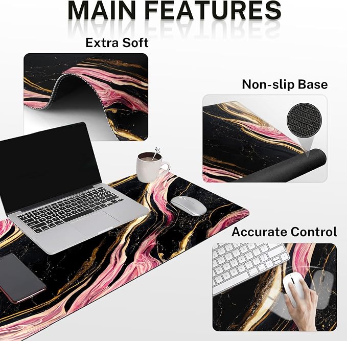 Pink Black Gold Marble