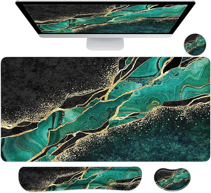 4Pcs-Gold Green Marble